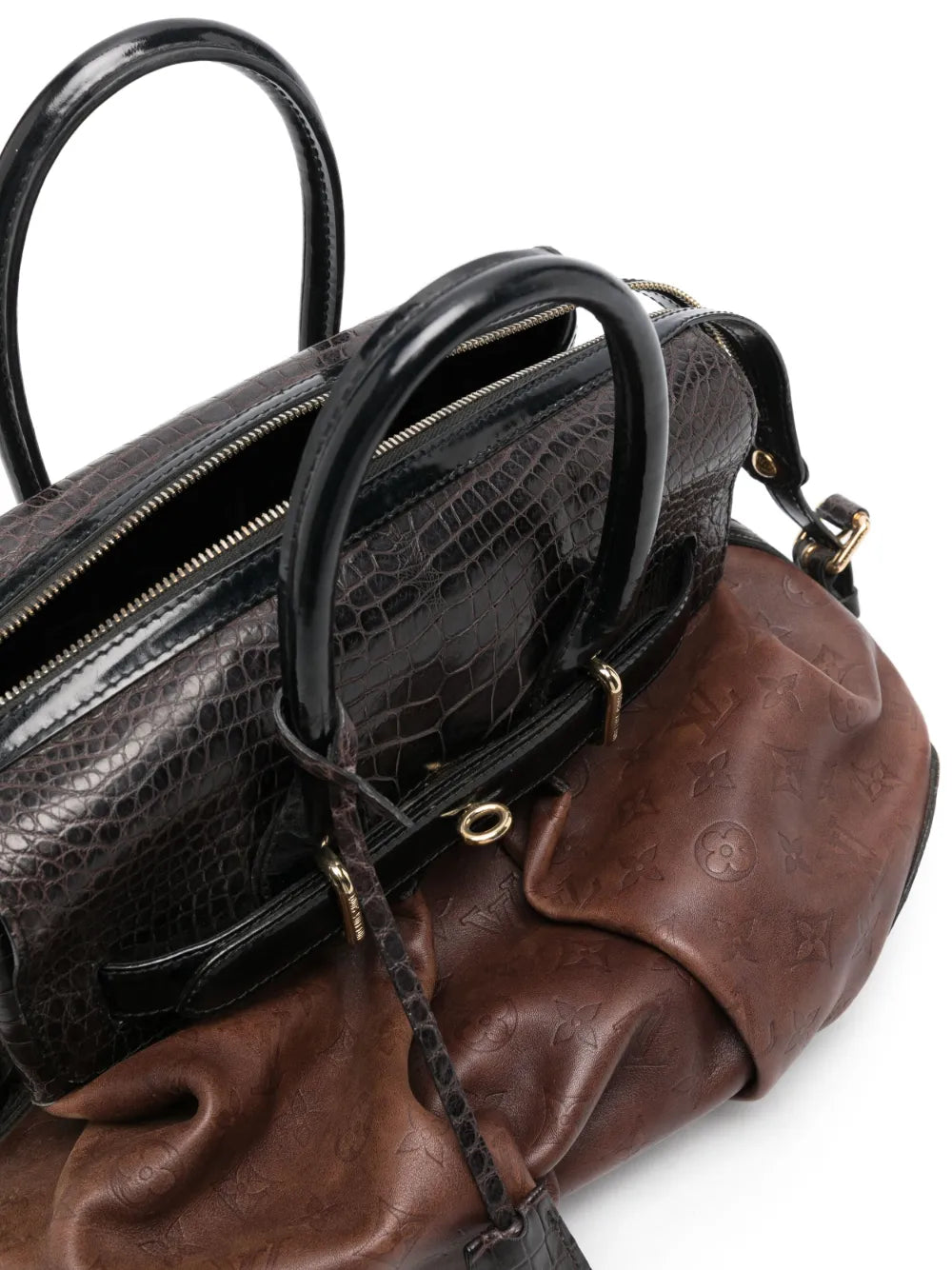 Pre-OwnedLouis Vuitton Pre-OwnedMonogram Debossed box-pleat detail panelled handbag
