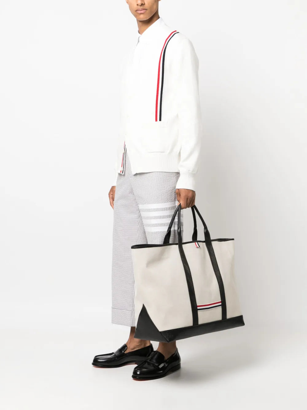 Thom BrowneRWB-stripe tote bag