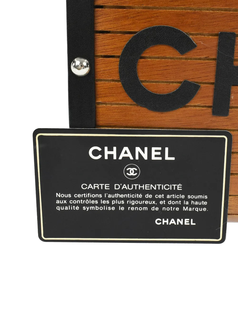 Pre-OwnedCHANEL Pre-Owned1995 CC wooden vanity handbag