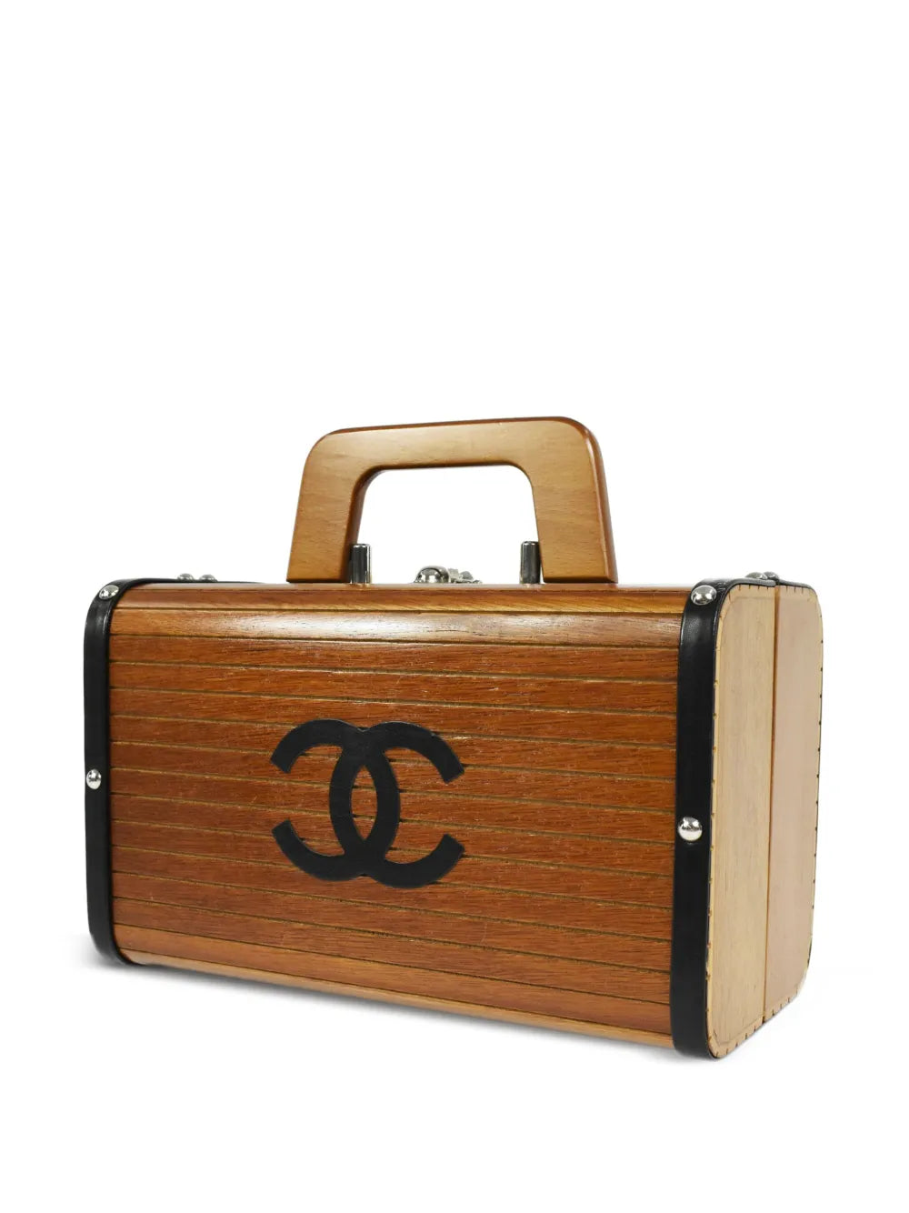 Pre-OwnedCHANEL Pre-Owned1995 CC wooden vanity handbag