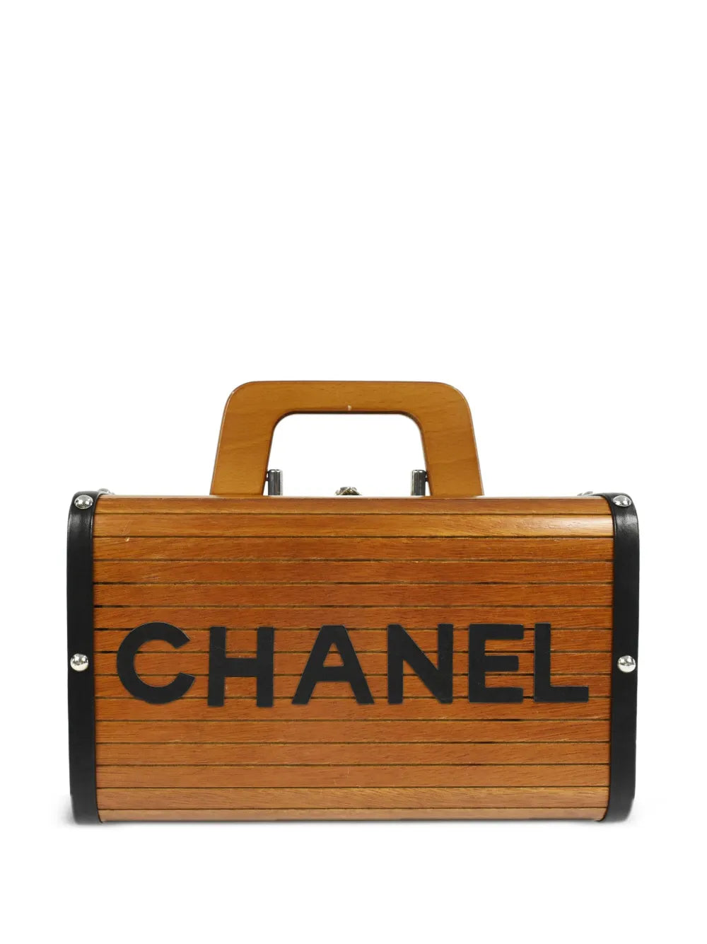 Pre-OwnedCHANEL Pre-Owned1995 CC wooden vanity handbag