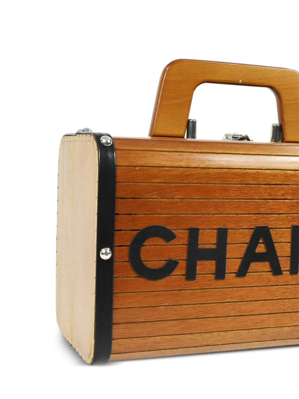Pre-OwnedCHANEL Pre-Owned1995 CC wooden vanity handbag
