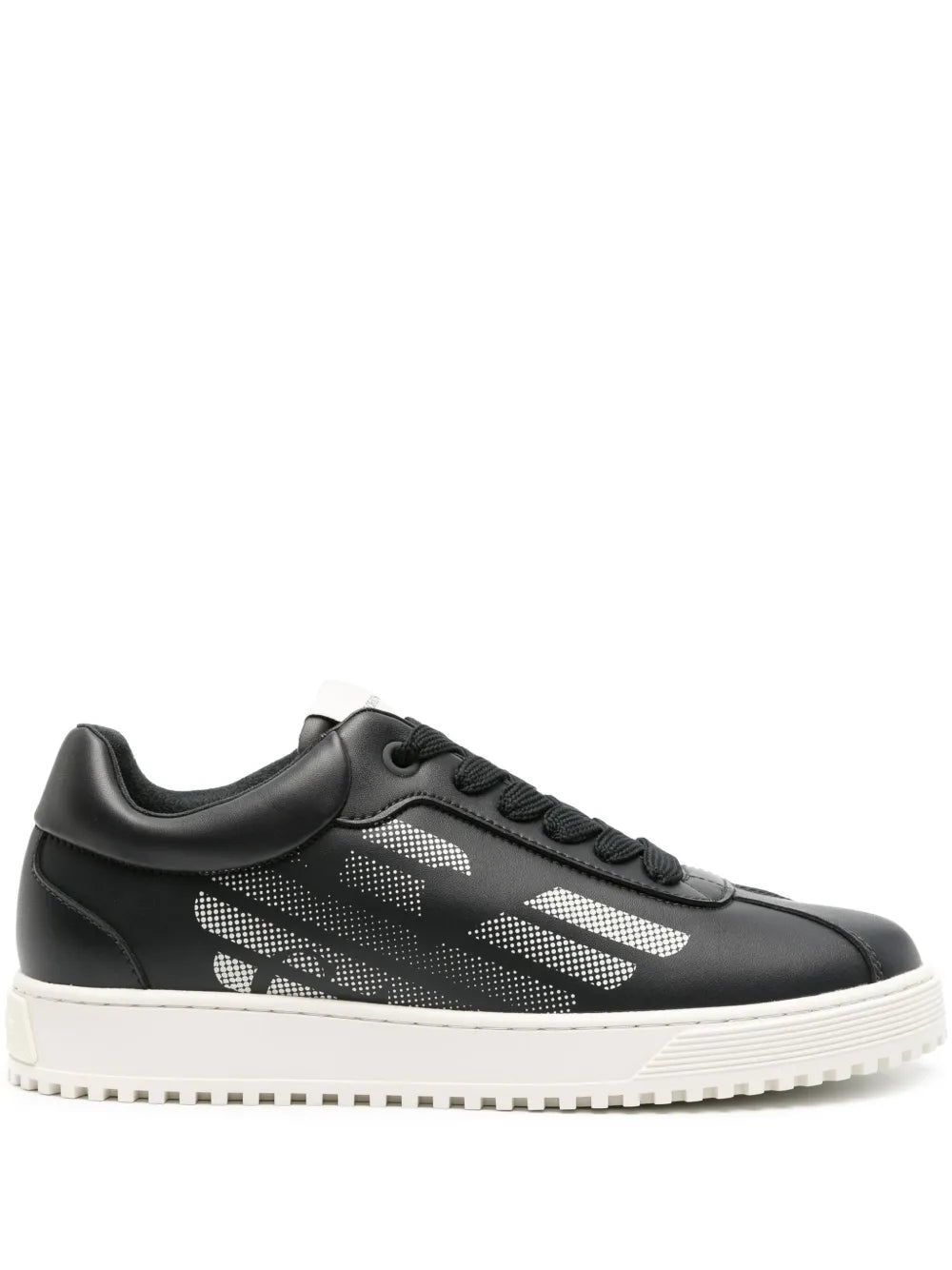 Emporio Armani Eagle-Print Leather Sneakers