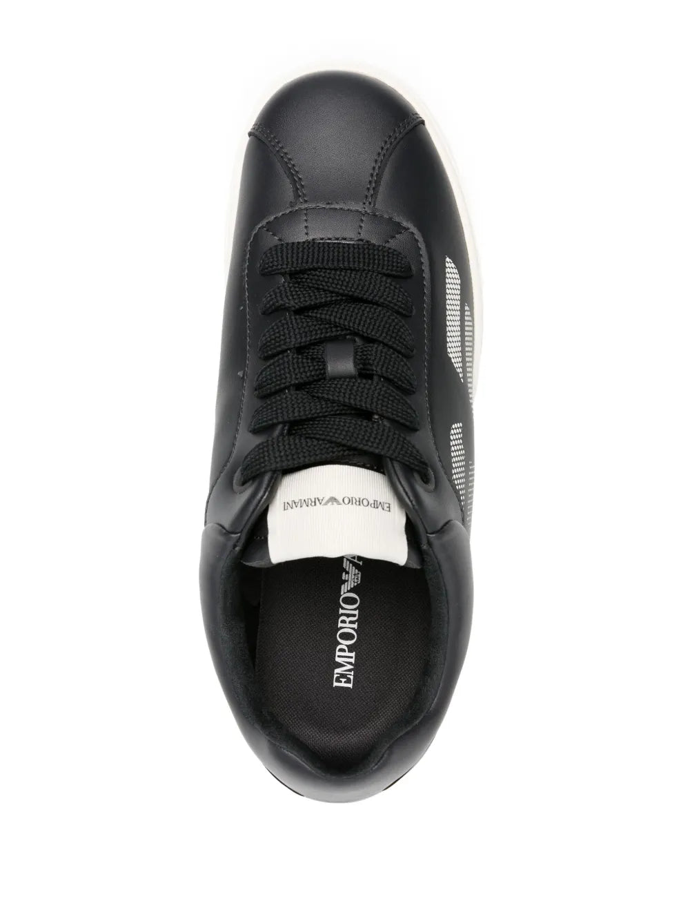 Emporio Armani Eagle-Print Leather Sneakers