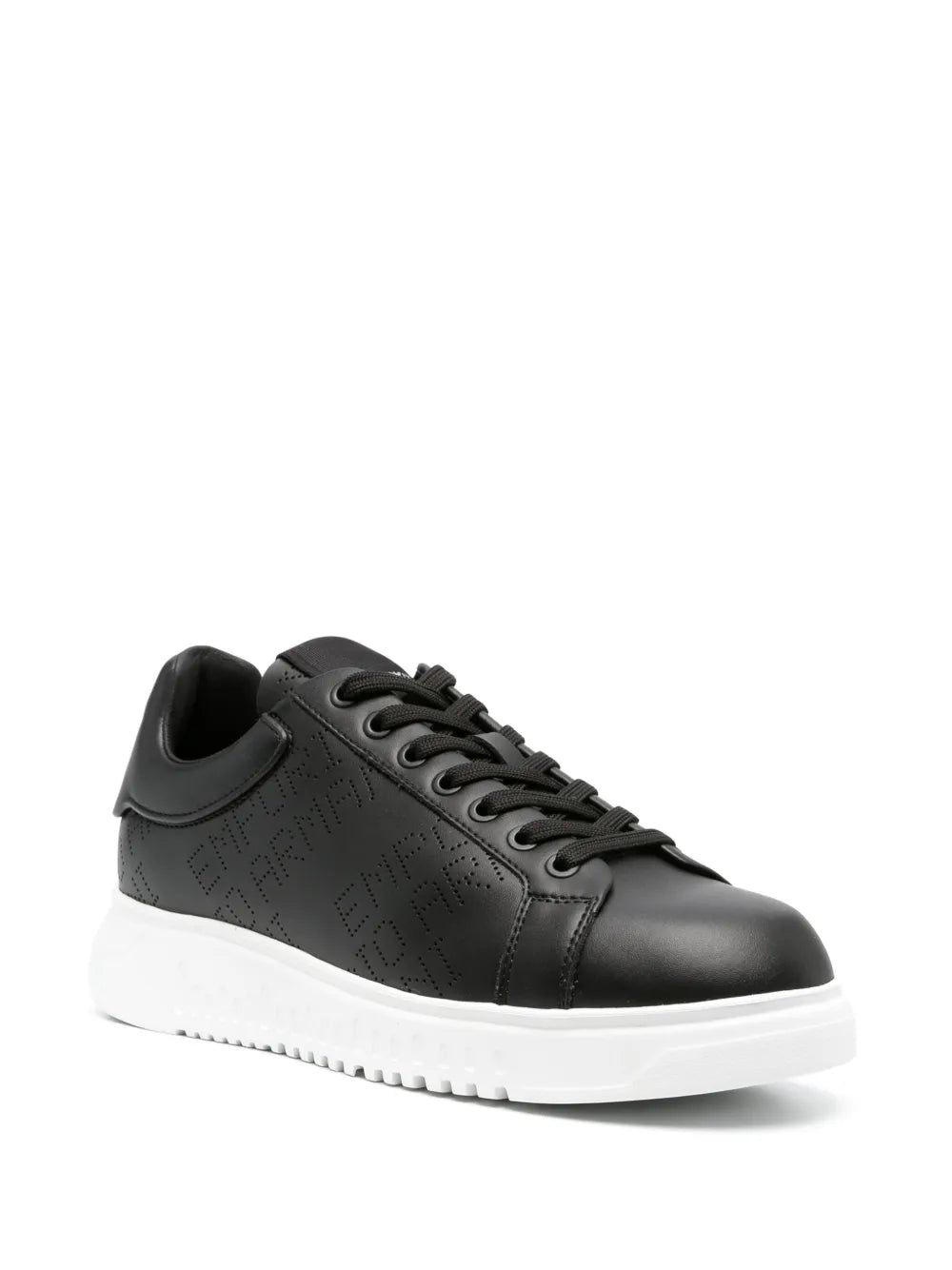 Emporio Armani Icon Logo-Perforated Leather Sneakers