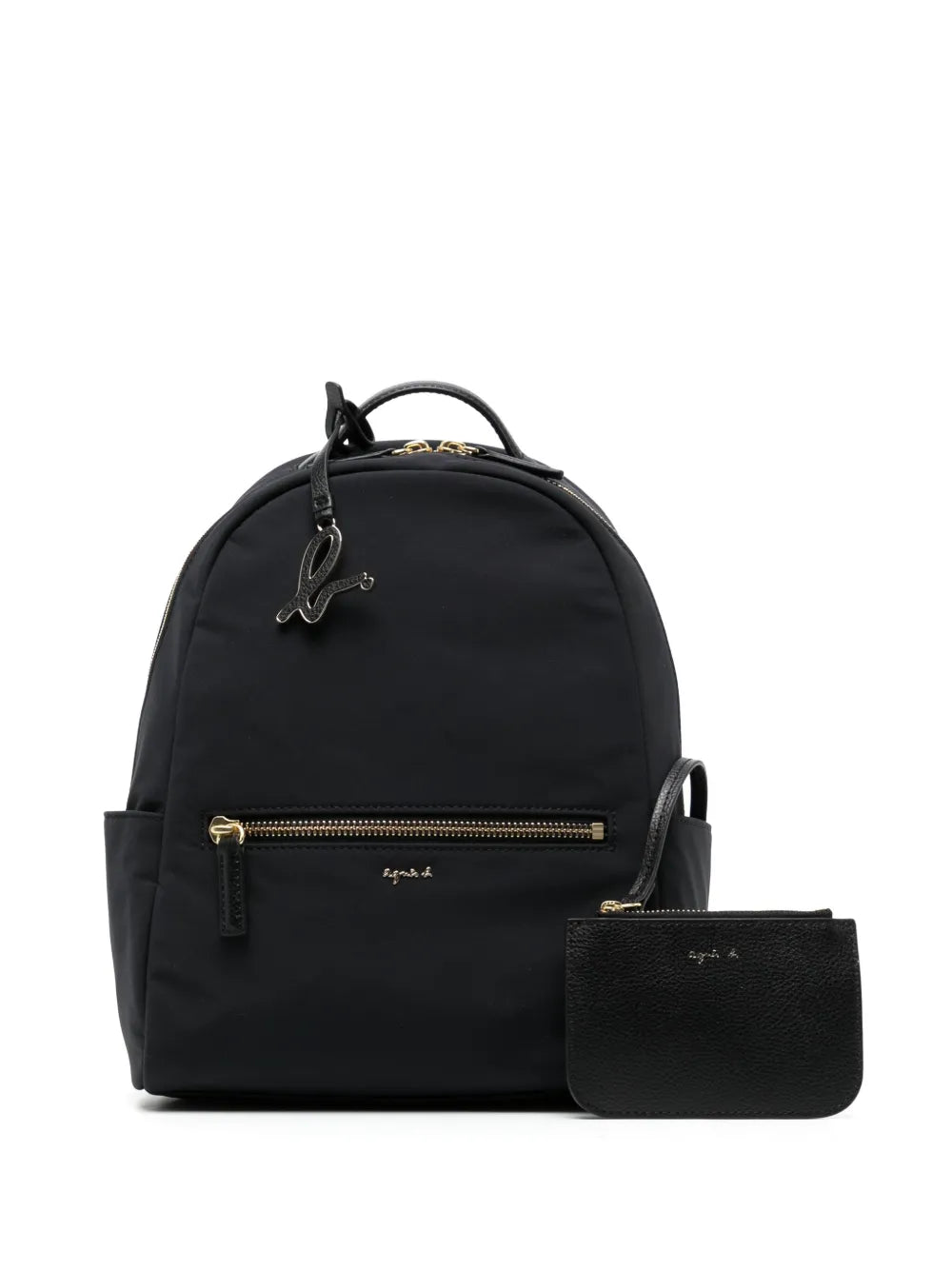 agn? b. logo-plaque leather-trim backpack