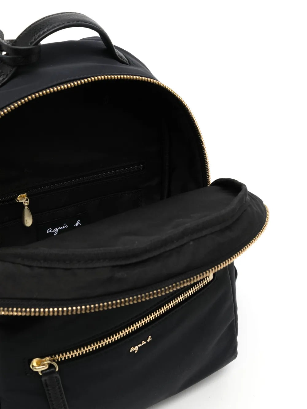 agn? b. logo-plaque leather-trim backpack