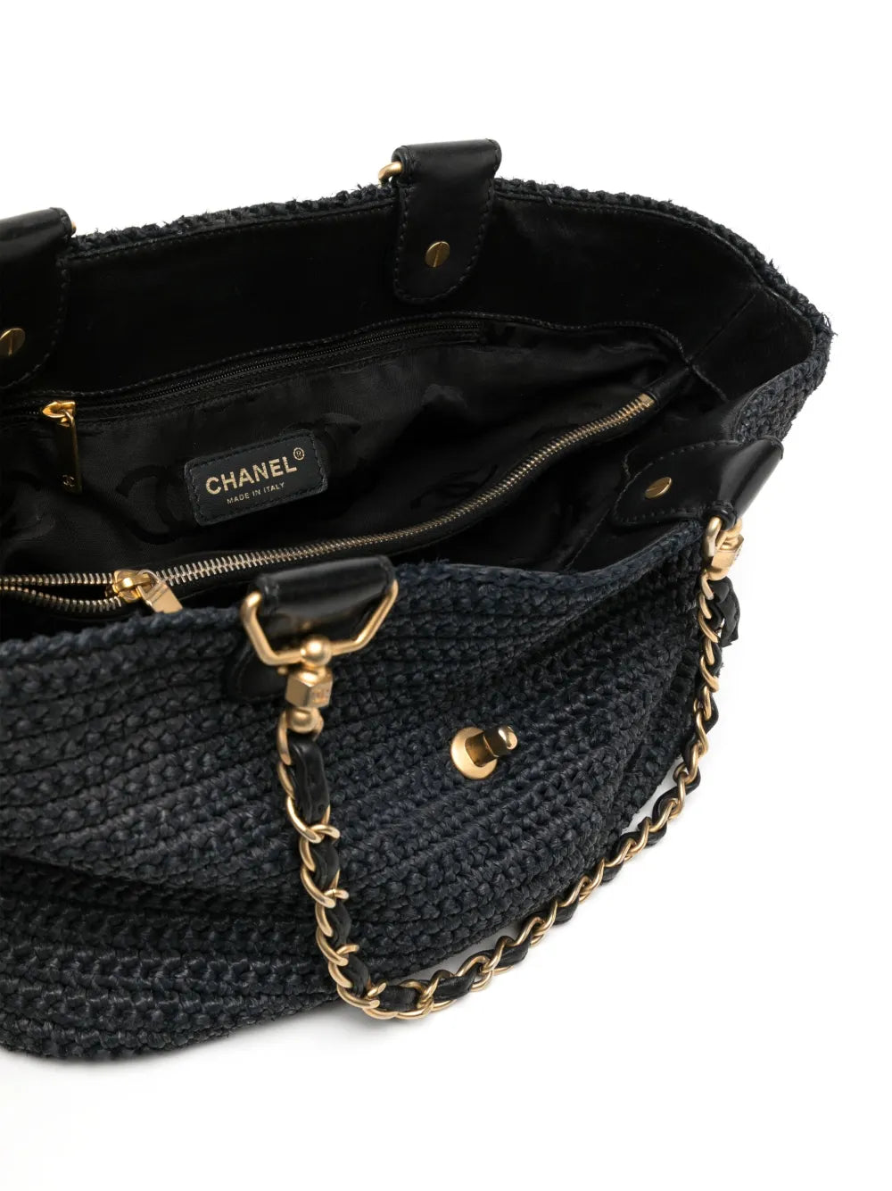 Pre-OwnedCHANEL Pre-Owned2005-2006 chain-strap raffia handbag