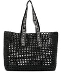 Palm Angelslogo-strap raffia tote bag