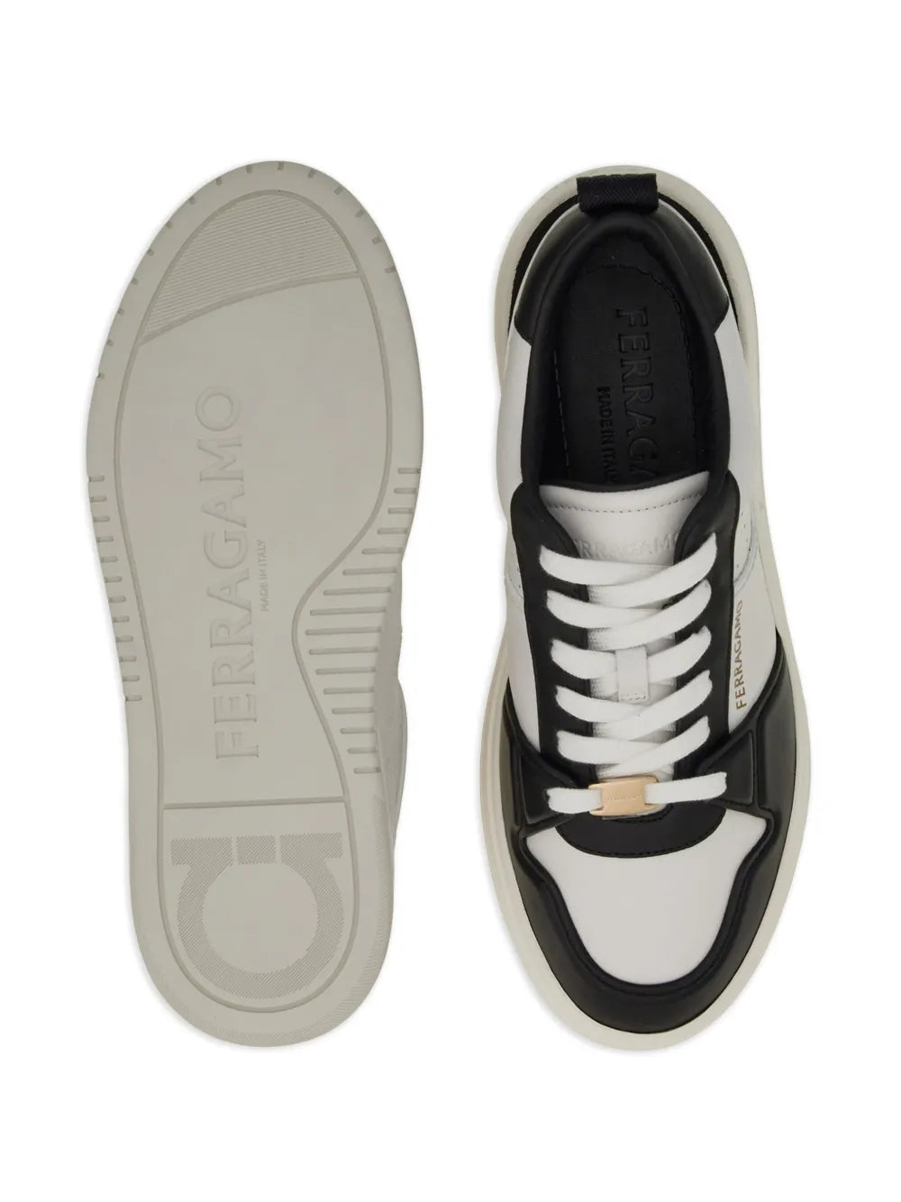 Ferragamo Two-Tone Leather Sneakers