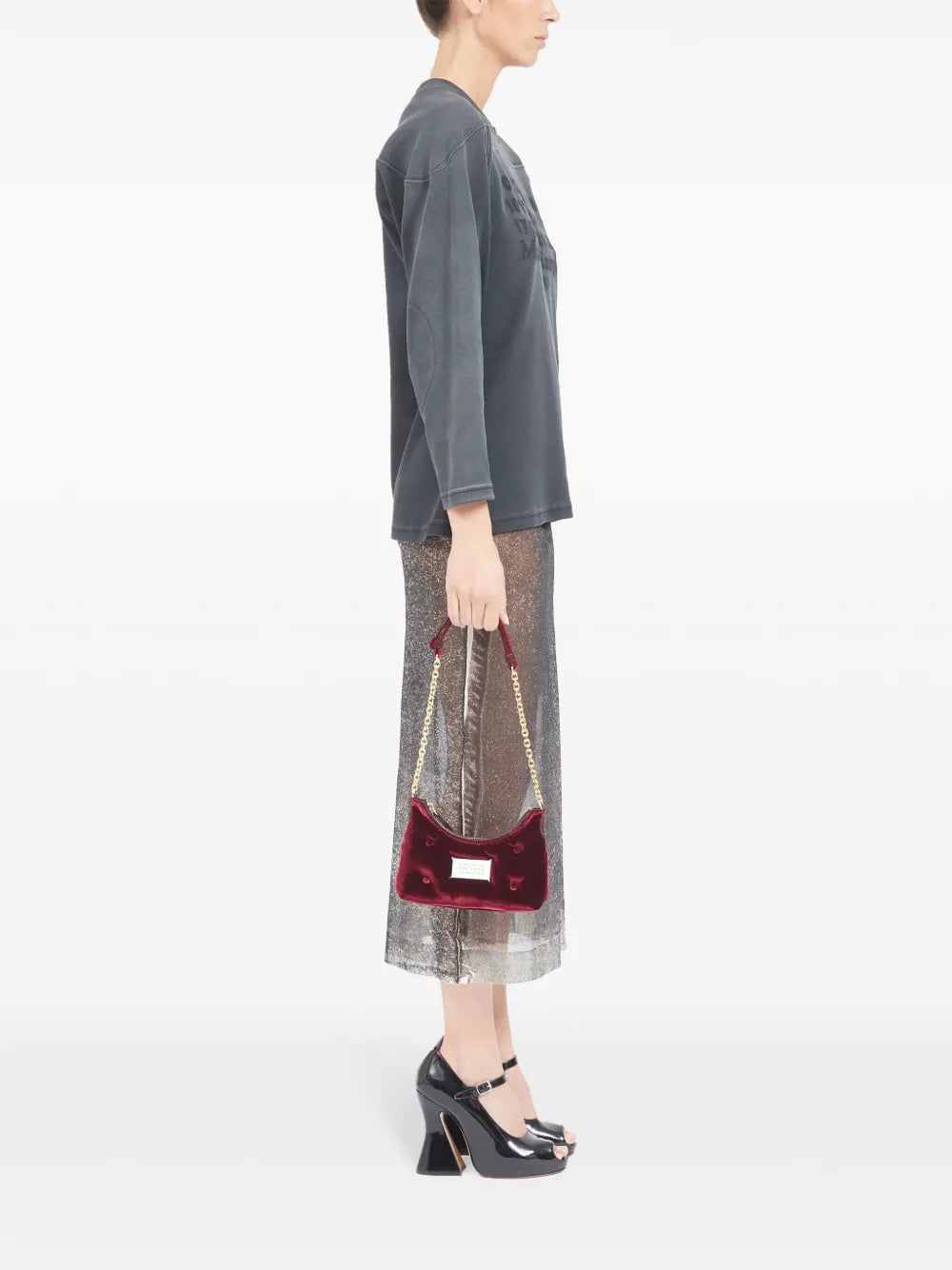 Maison Margielamicro Glam Slam velvet shoulder bag