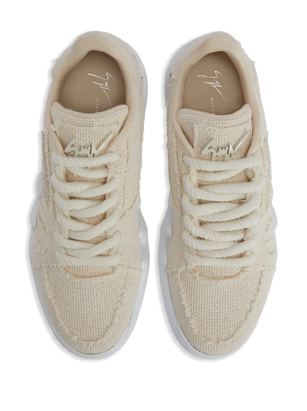 Giuseppe Zanotti Talon Frayed-Edge Lace-Up Low-Top Sneakers