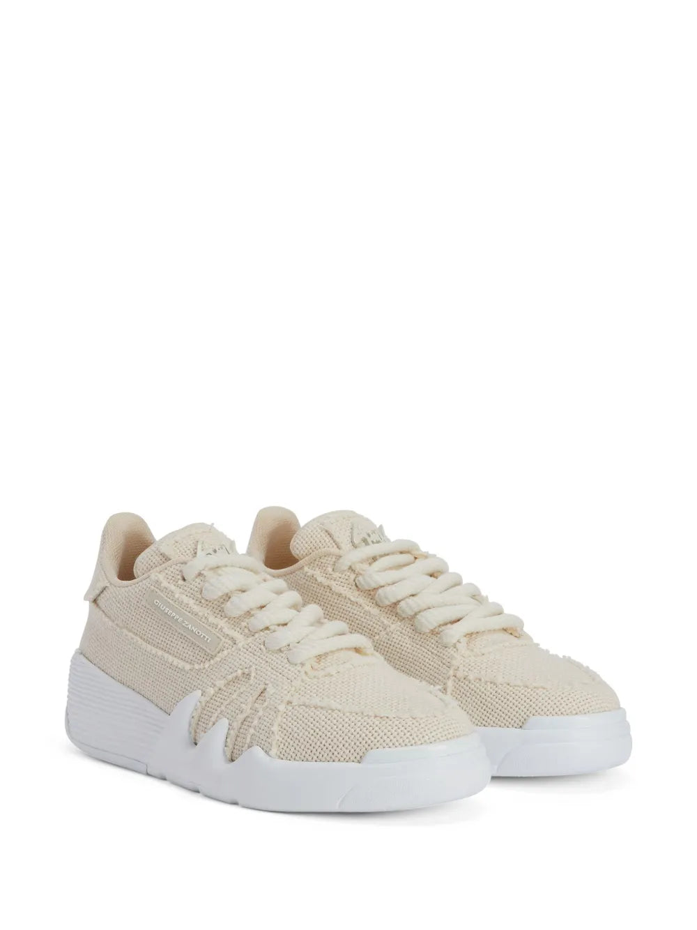 Giuseppe Zanotti Talon Frayed-Edge Lace-Up Low-Top Sneakers