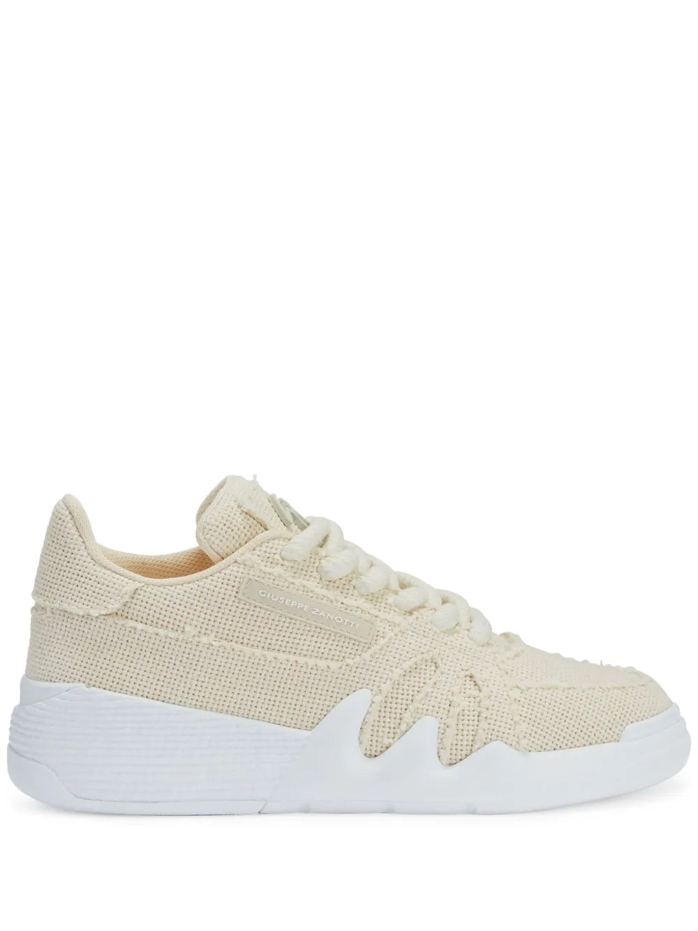 Giuseppe Zanotti Talon Frayed-Edge Lace-Up Low-Top Sneakers