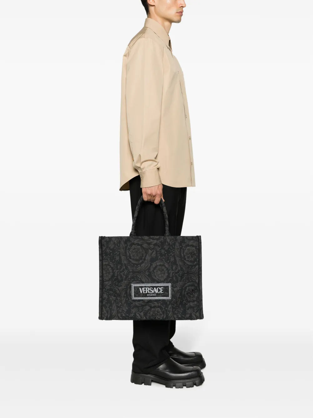 VersaceBarocco Athena jacquard canvas tote bag