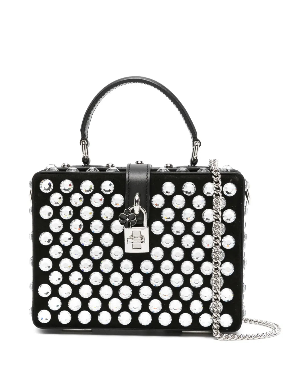 Dolce & GabbanaBox crystal-embellished leather bag