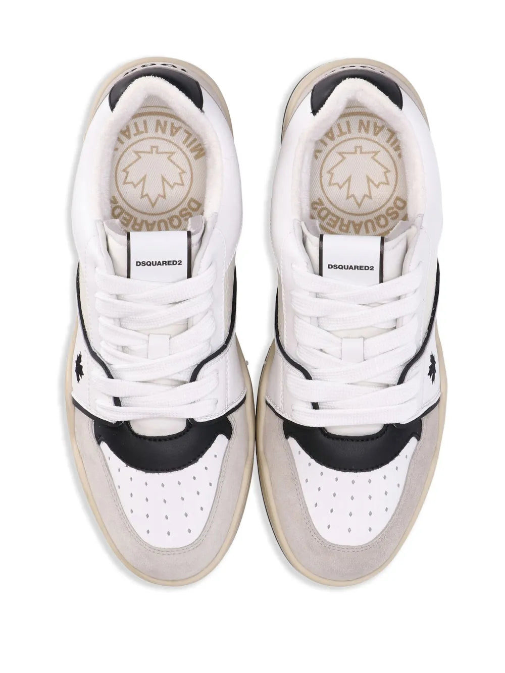 Dsquared2 Spiker Leaf-Embroidered Leather Sneakers