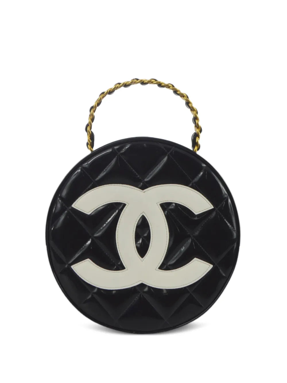 Pre-OwnedCHANEL Pre-Owned1995 pre-owned CC diamond-quilted round vanity bag