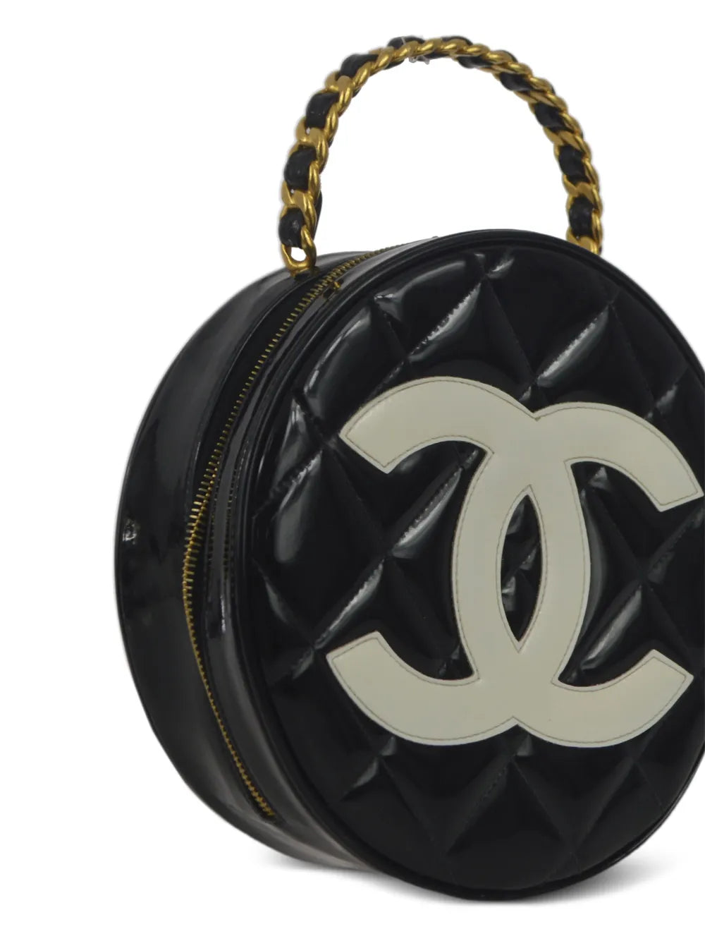 Pre-OwnedCHANEL Pre-Owned1995 pre-owned CC diamond-quilted round vanity bag