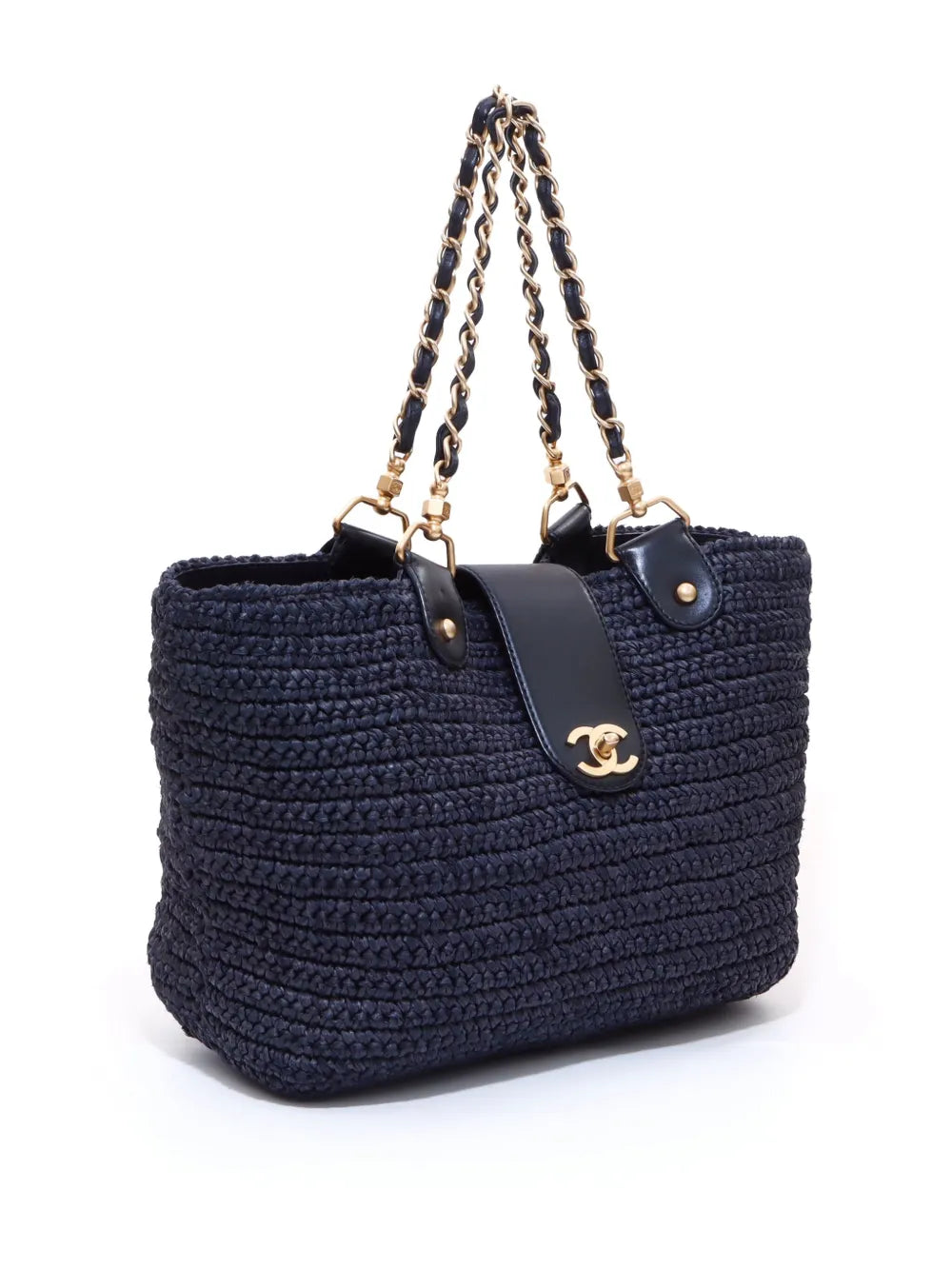 Pre-OwnedCHANEL Pre-Owned2005-2006 CC turn-lock straw tote bag