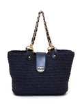 Pre-OwnedCHANEL Pre-Owned2005-2006 CC turn-lock straw tote bag