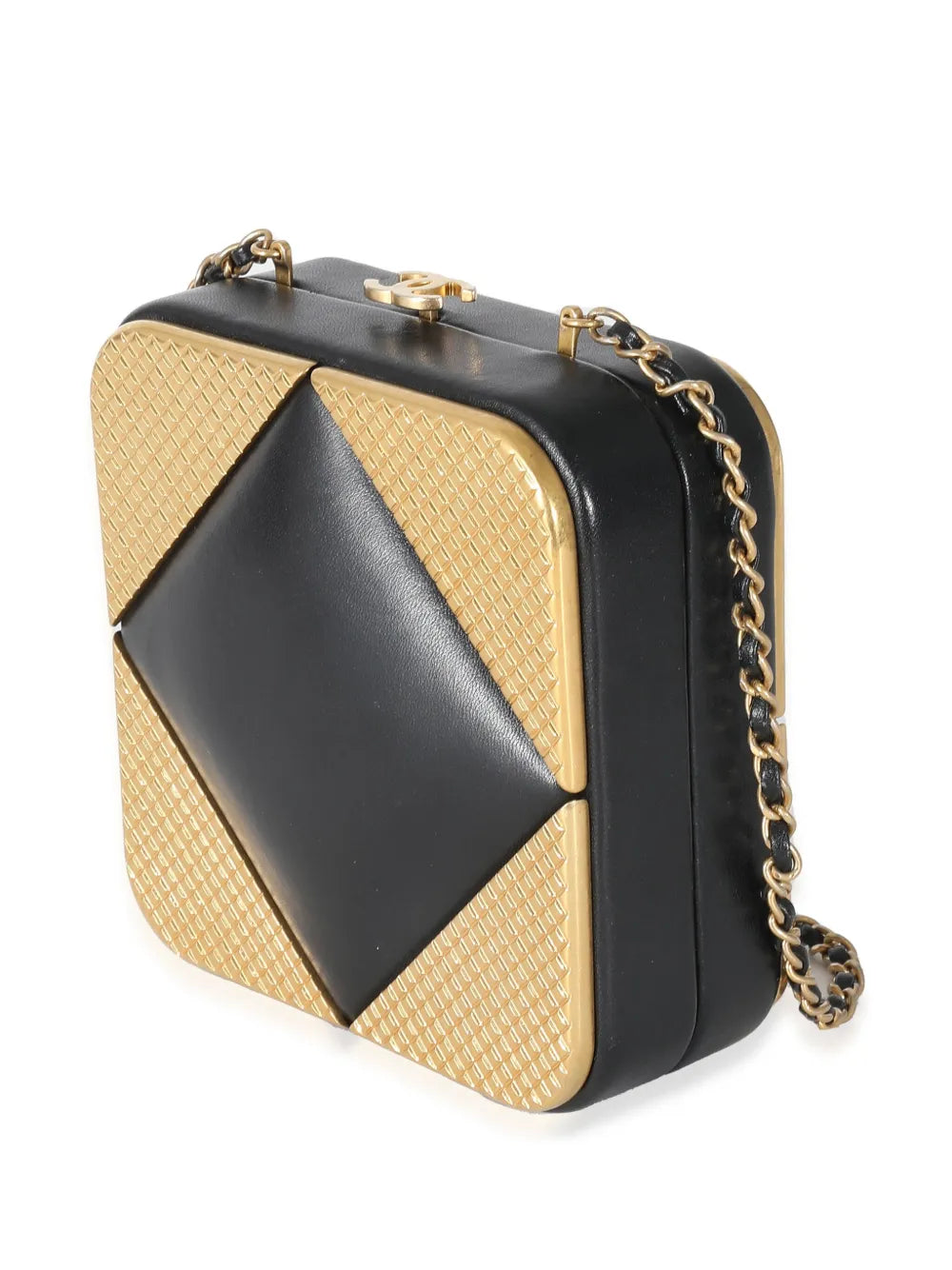 Pre-OwnedCHANEL Pre-Owned2021-2022 metal-panelling leather-and-chain clutch