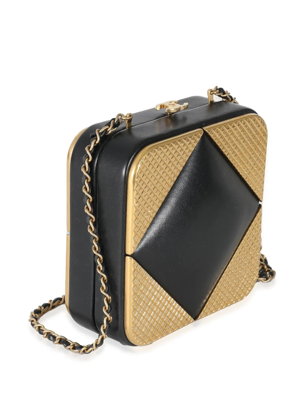 Pre-OwnedCHANEL Pre-Owned2021-2022 metal-panelling leather-and-chain clutch
