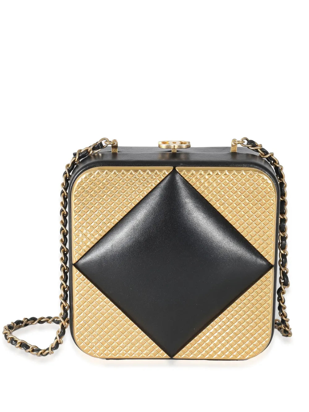 Pre-OwnedCHANEL Pre-Owned2021-2022 metal-panelling leather-and-chain clutch