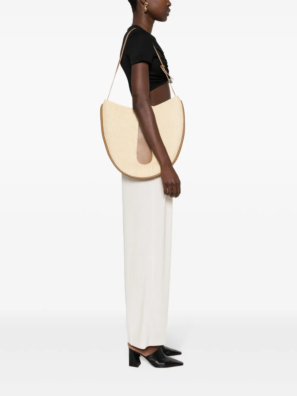 Themoir?nterwoven panelled shoulder bag