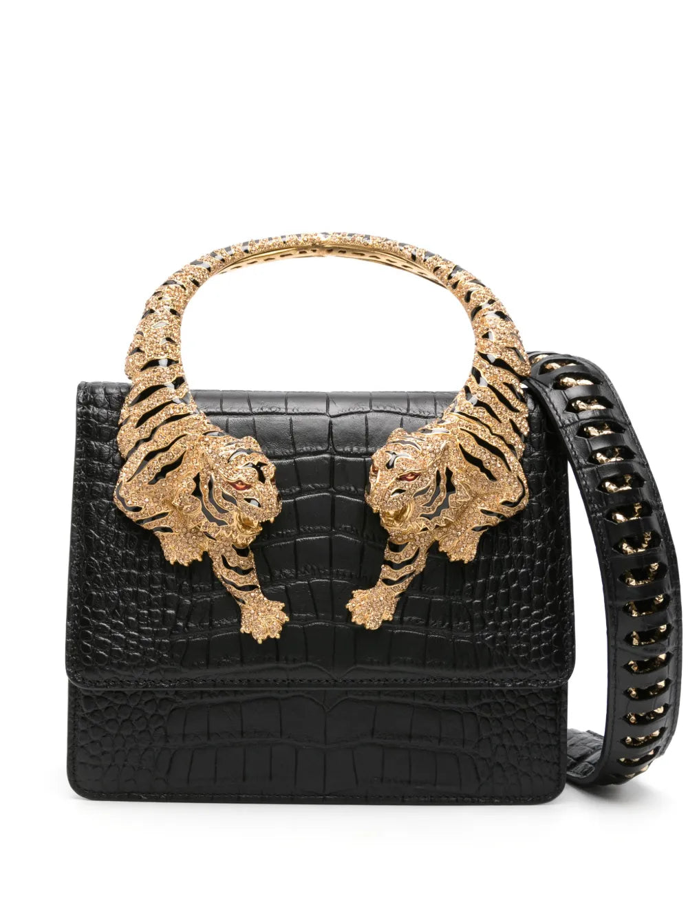 Roberto Cavallilarge Roar leather tote bag