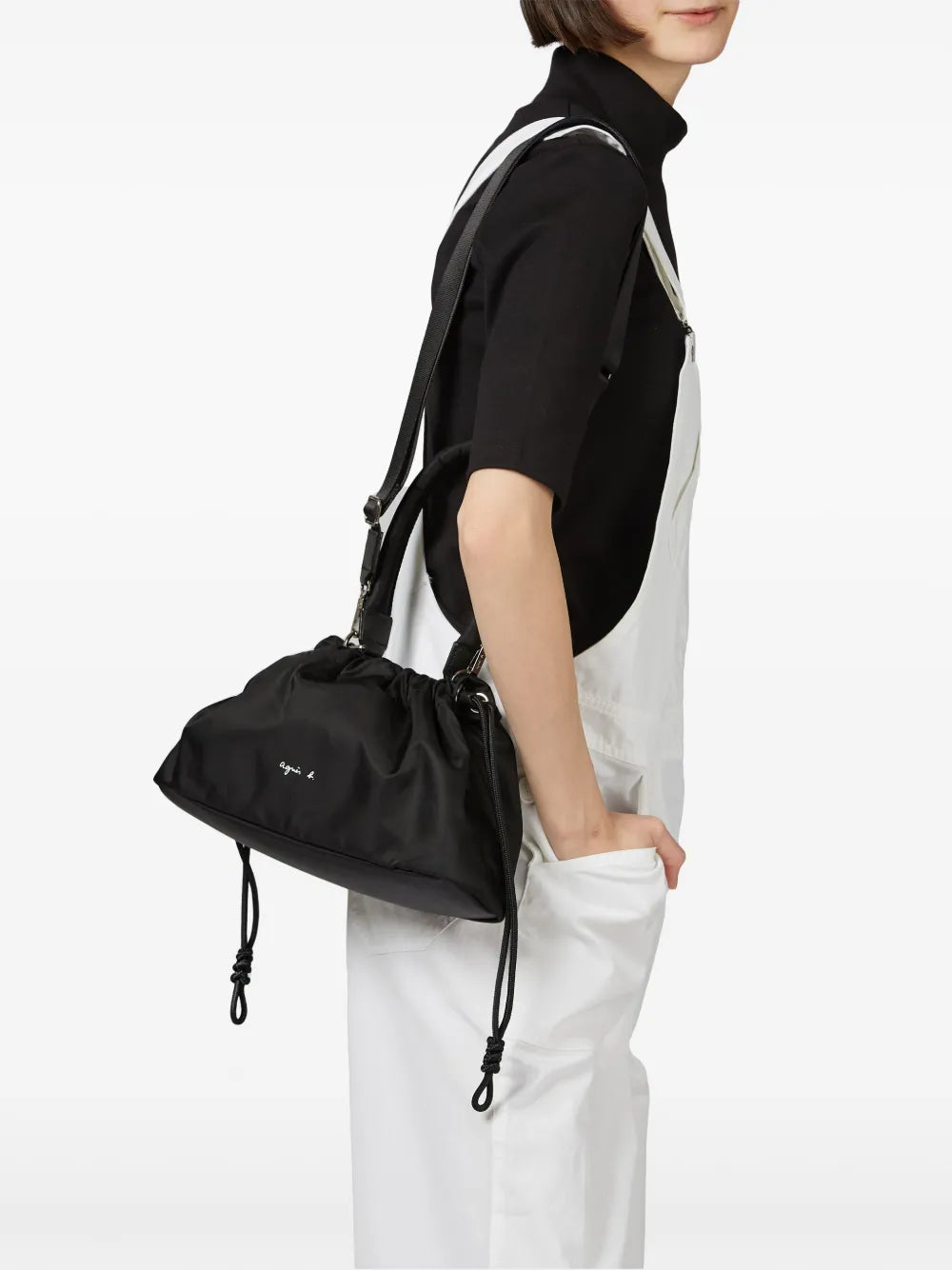 agnès b. logo-print drawstring crossbody bag