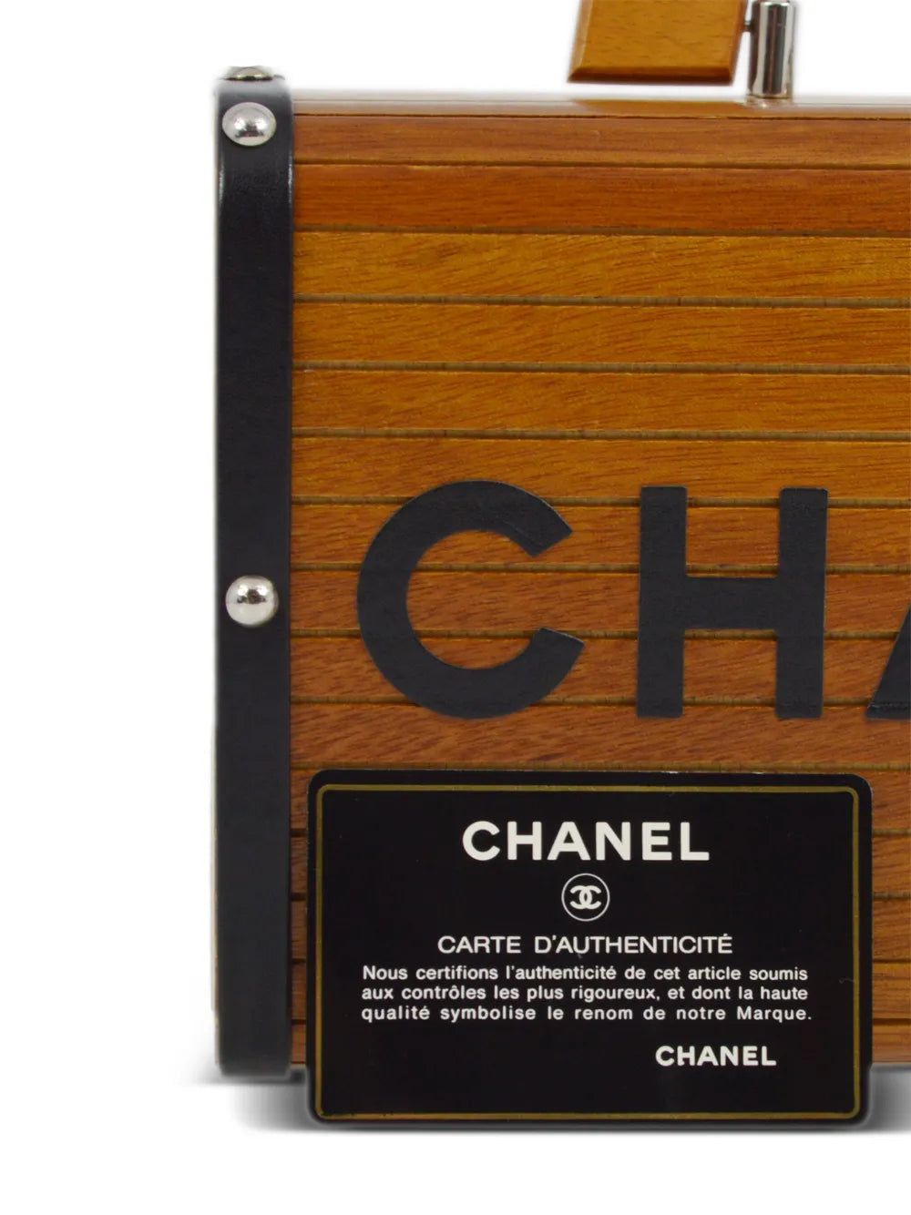 Pre-OwnedCHANEL Pre-Owned1995 logo-print wood vanity bag