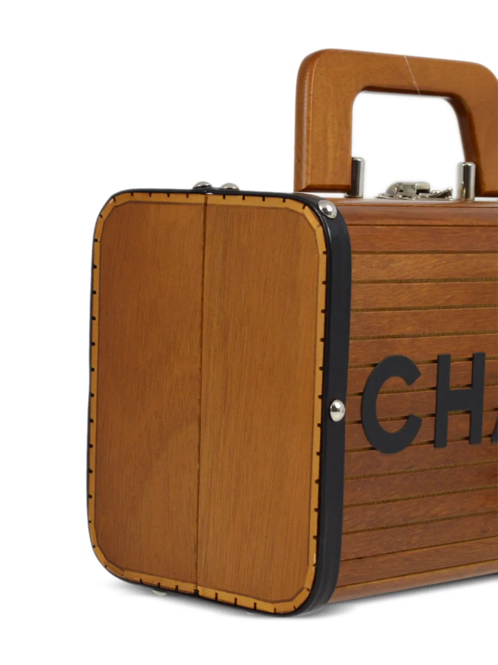 Pre-OwnedCHANEL Pre-Owned1995 logo-print wood vanity bag