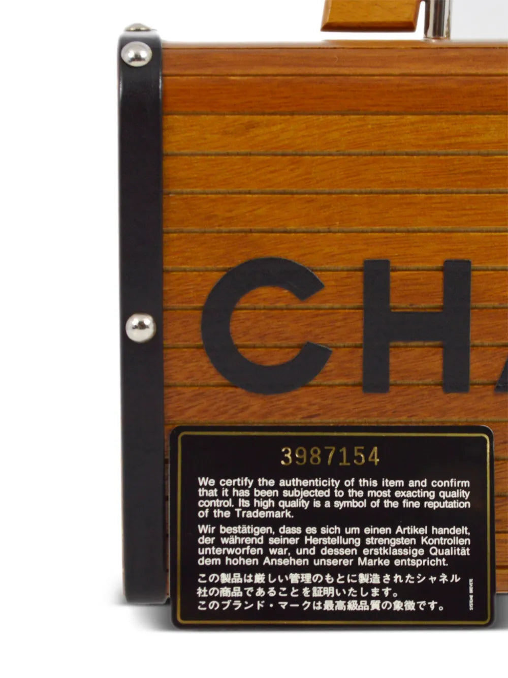 Pre-OwnedCHANEL Pre-Owned1995 logo-print wood vanity bag