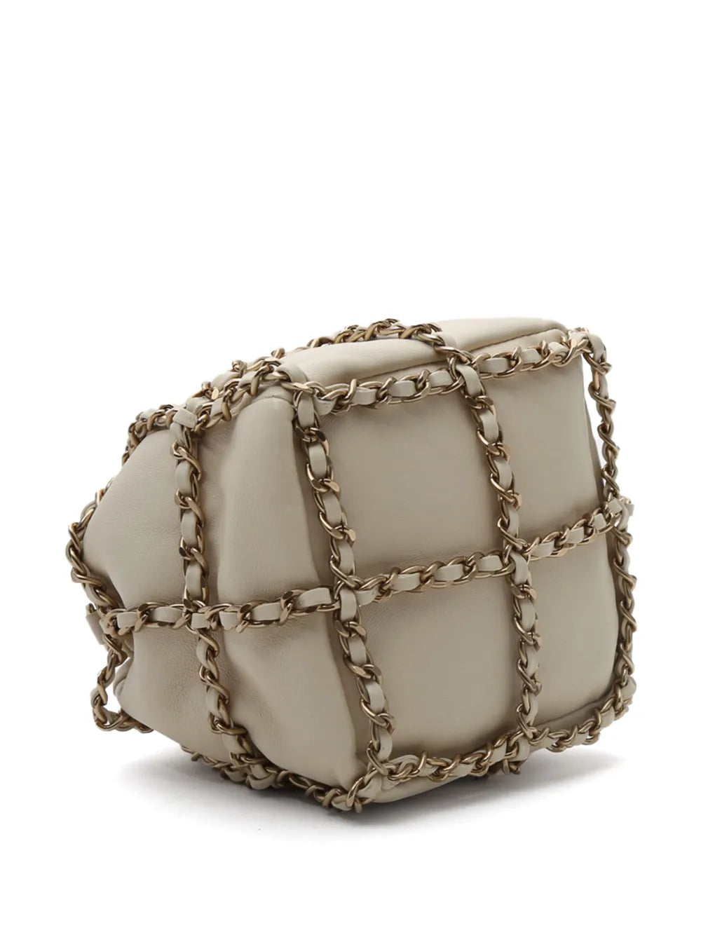 Pre-OwnedCHANEL Pre-Ownedleather chain-link bucket bag