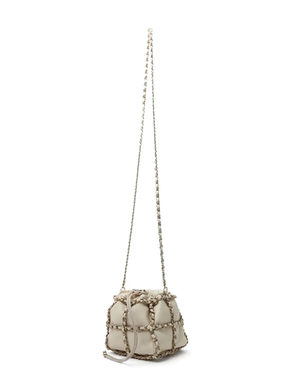 Pre-OwnedCHANEL Pre-Ownedleather chain-link bucket bag