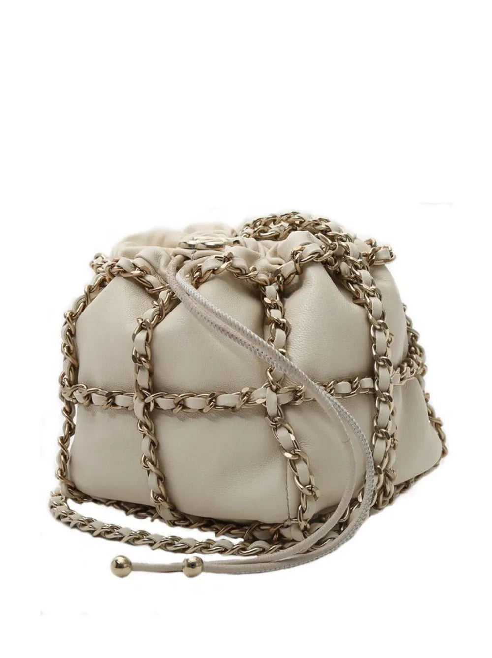 Pre-OwnedCHANEL Pre-Ownedleather chain-link bucket bag