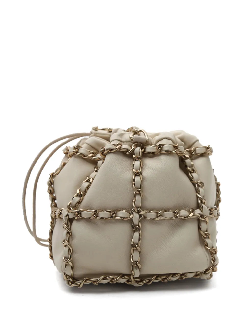 Pre-OwnedCHANEL Pre-Ownedleather chain-link bucket bag