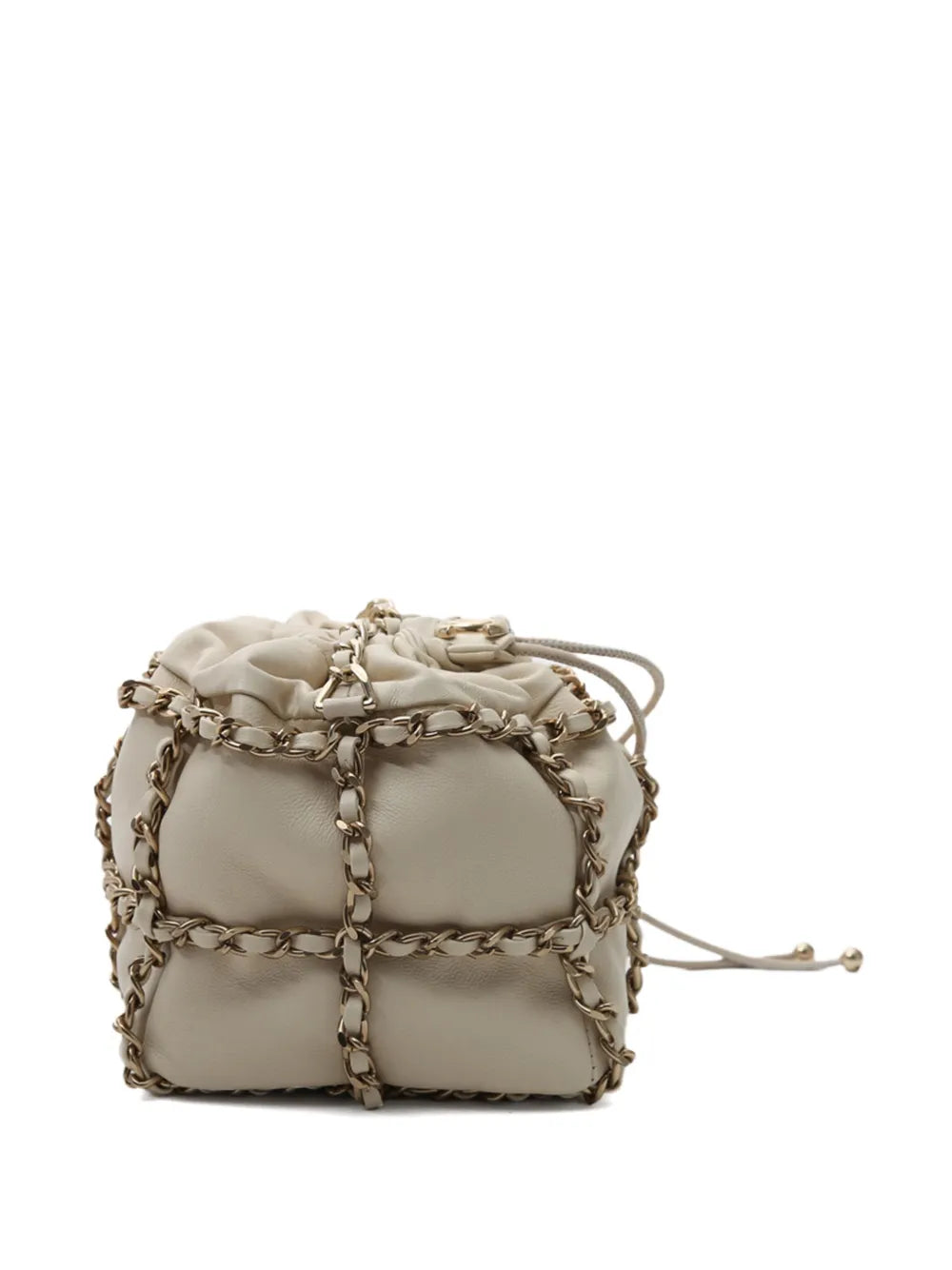 Pre-OwnedCHANEL Pre-Ownedleather chain-link bucket bag