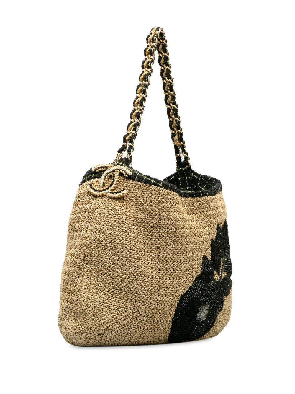 Pre-OwnedCHANEL Pre-Owned2009-2010 Pre-Owned Chanel Coco Country Camellia tote bag