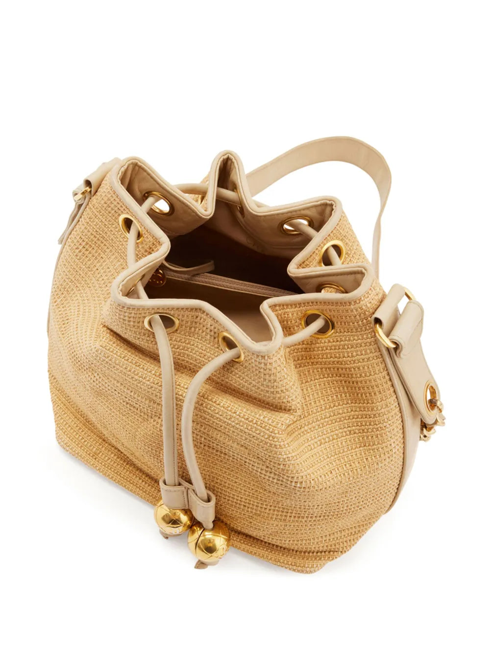 Pre-OwnedCHANEL Pre-Owned1992 drawstring raffia shoulder bag