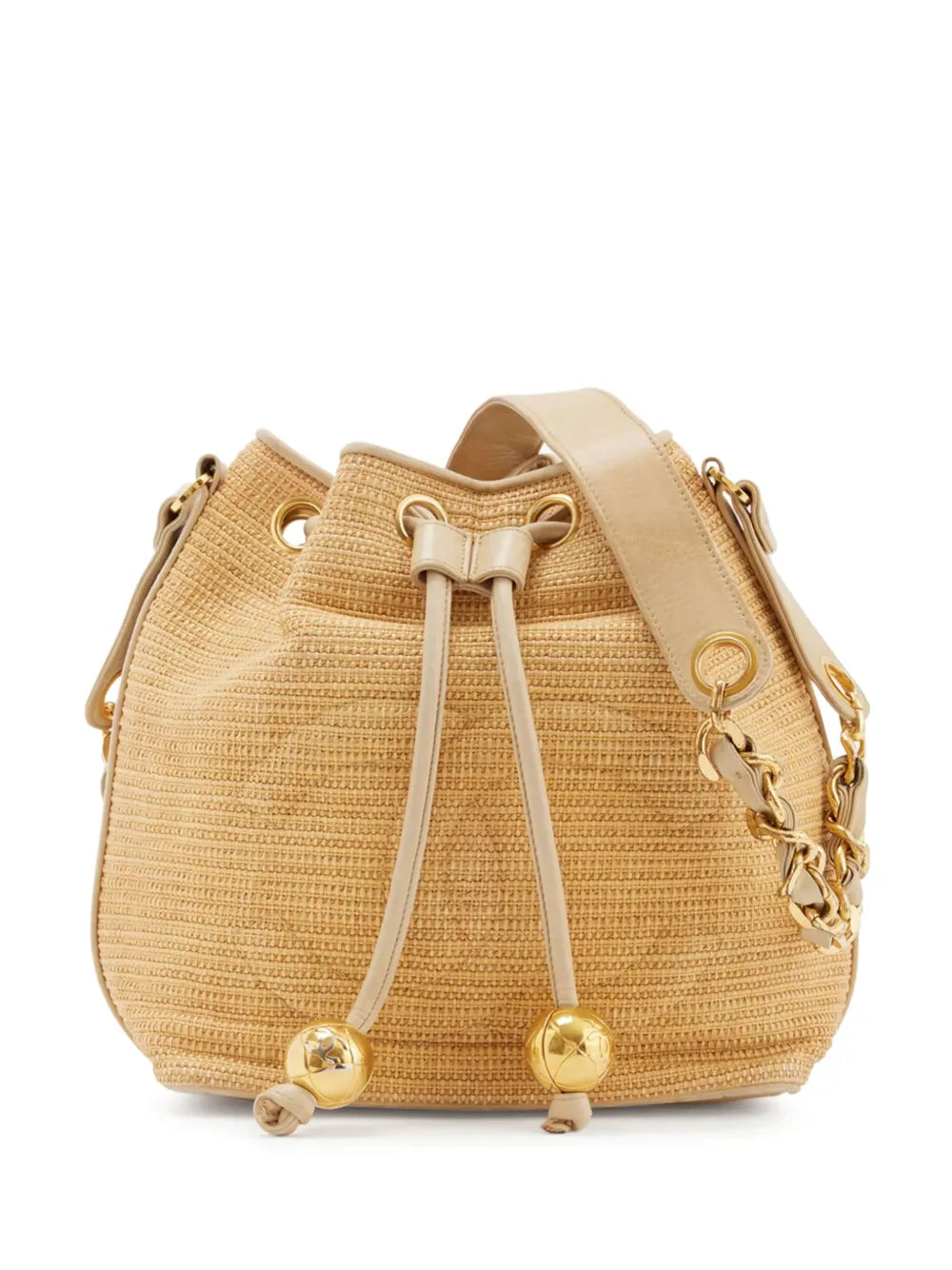 Pre-OwnedCHANEL Pre-Owned1992 drawstring raffia shoulder bag