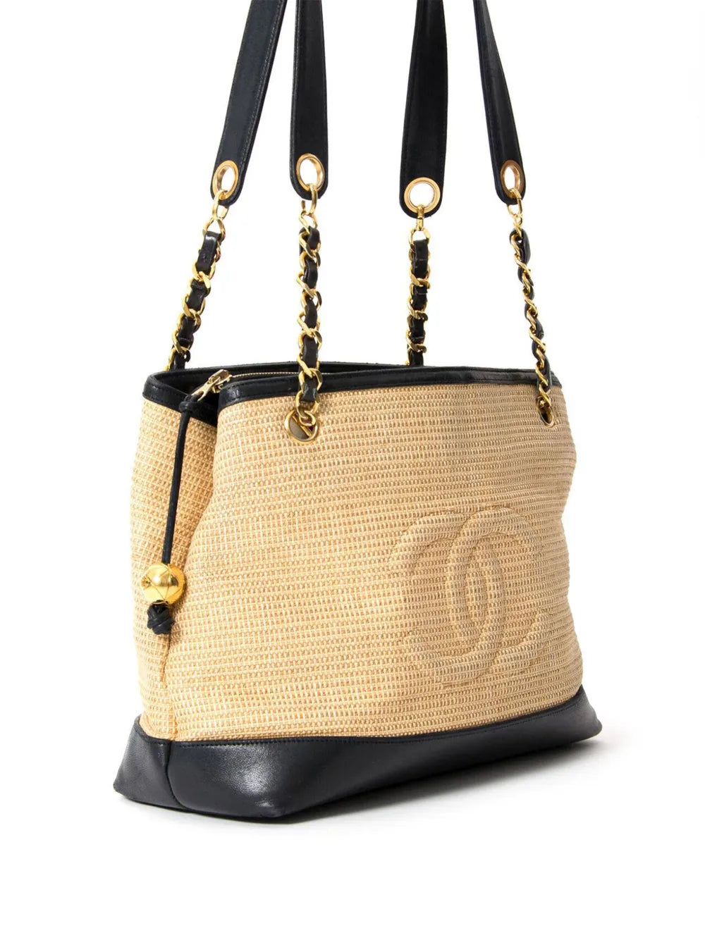 Pre-OwnedCHANEL Pre-Owned1994 CC stitch raffia-woven tote bag