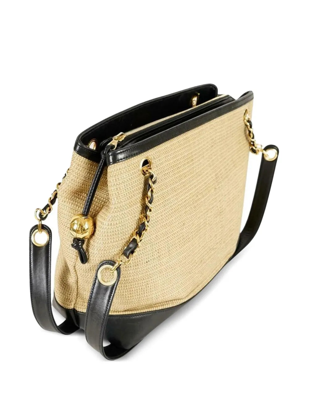 Pre-OwnedCHANEL Pre-Owned1994 CC stitch raffia-woven tote bag