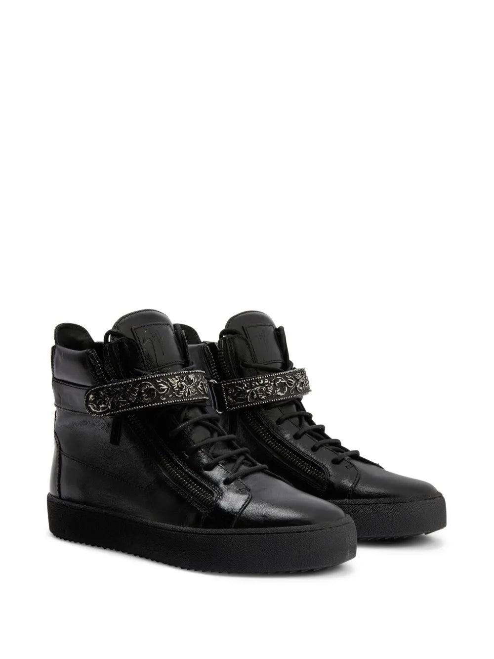 Giuseppe Zanotti Coby Deluxe Leather Single-Strap Mid-Top Sneakers