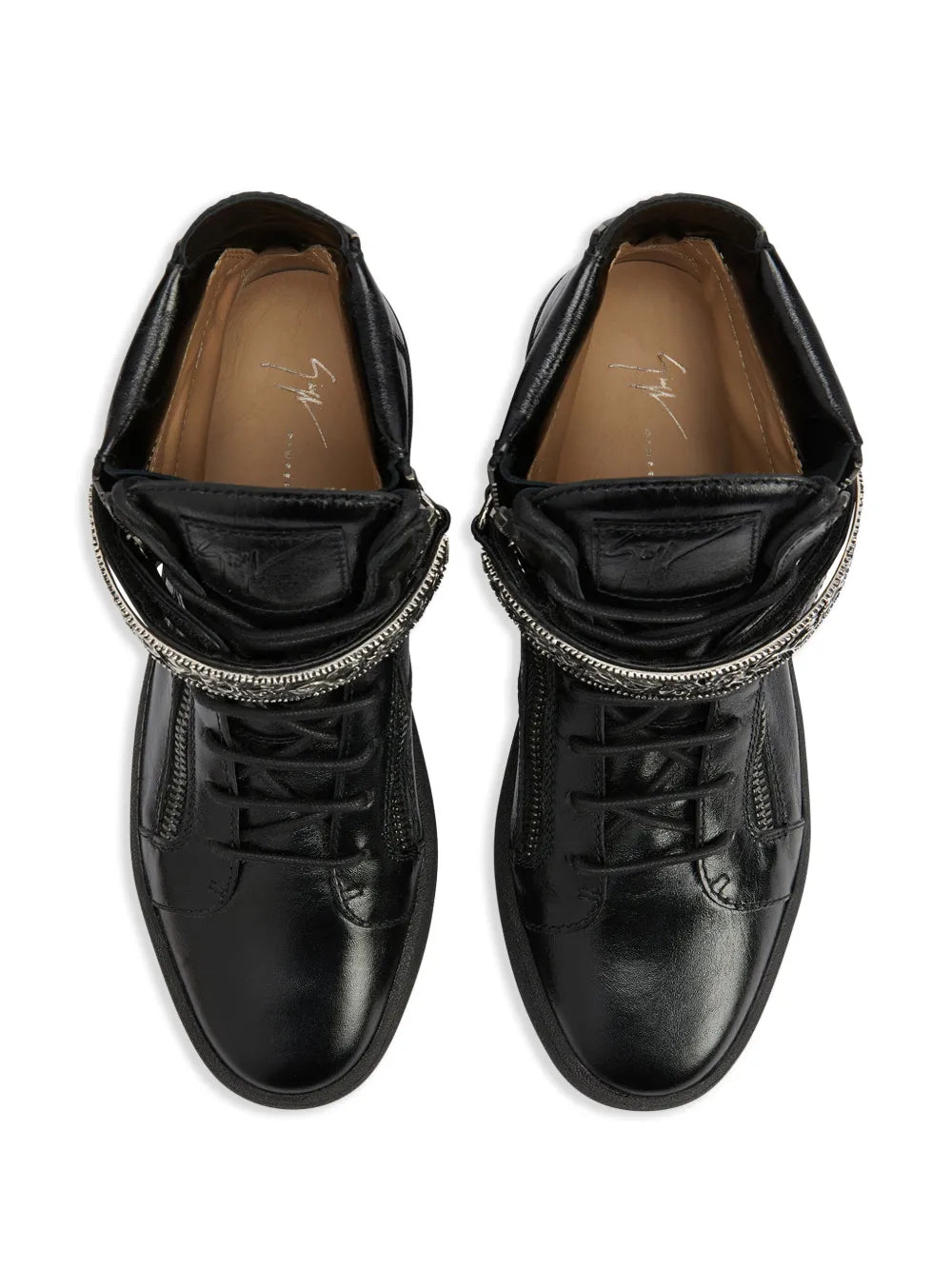 Giuseppe Zanotti Coby Deluxe Leather Single-Strap Mid-Top Sneakers