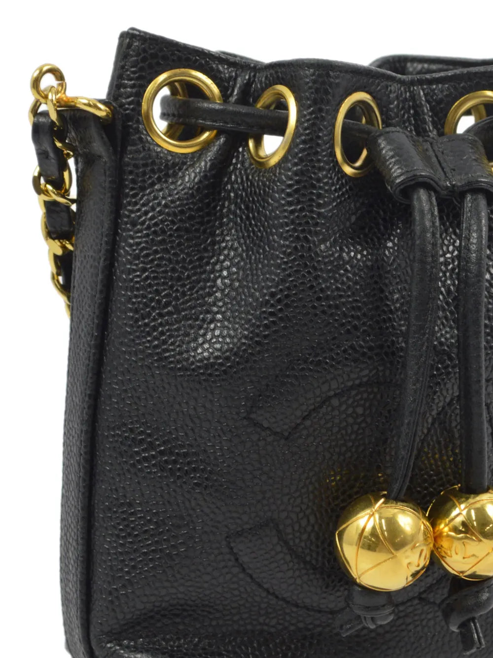Pre-OwnedCHANEL Pre-Owned1990-2000 CC stitch drawstring bucket shoulder bag