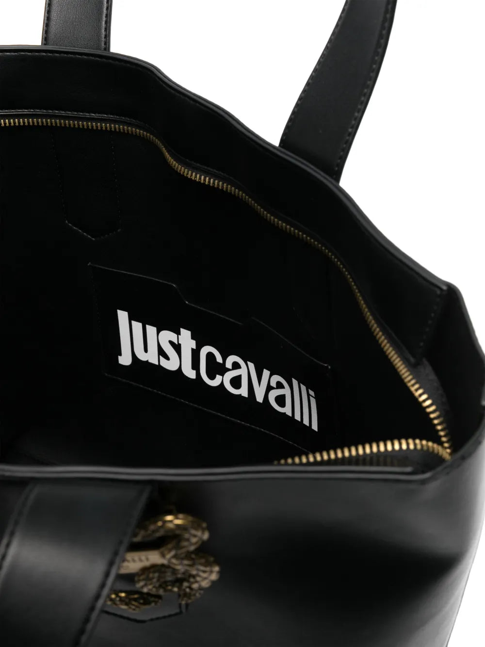 Just Cavallisnake-appliqu?zipped tote bag