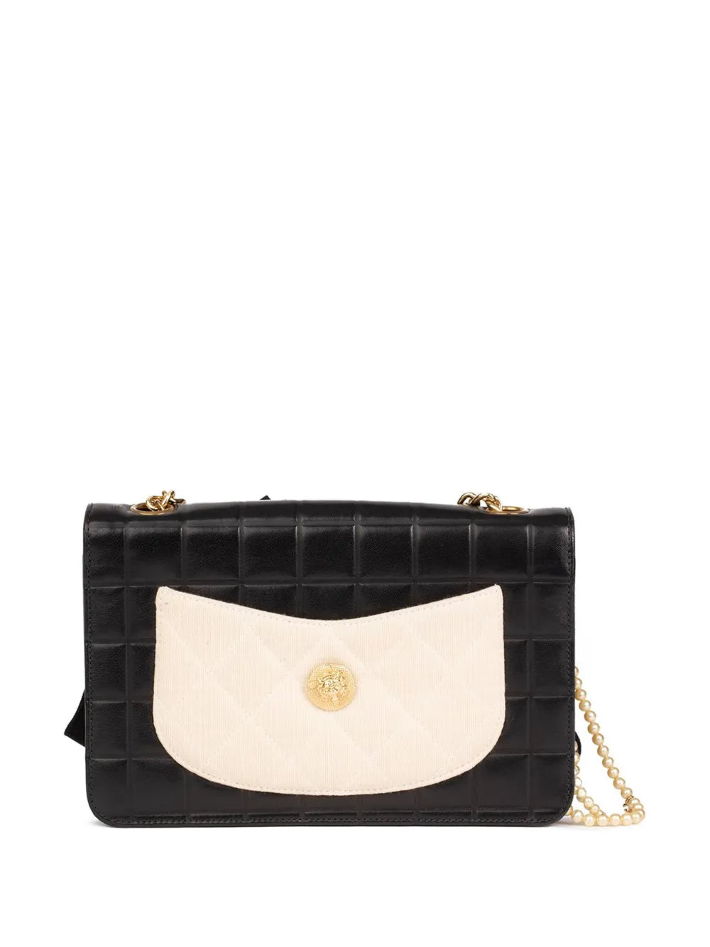 Pre-OwnedCHANEL Pre-Owned1990s Camellia-appliquChoco Bar shoulder bag