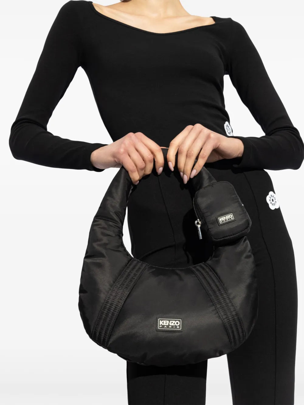 Kenzologo-appliqu?ribbed-detail shoulder bag